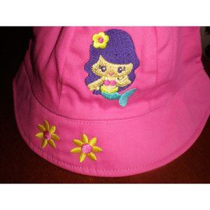 NWT Sunpoint Toddler Girls Sun Bucket Hat Embroidered Pink One Size Fits Most